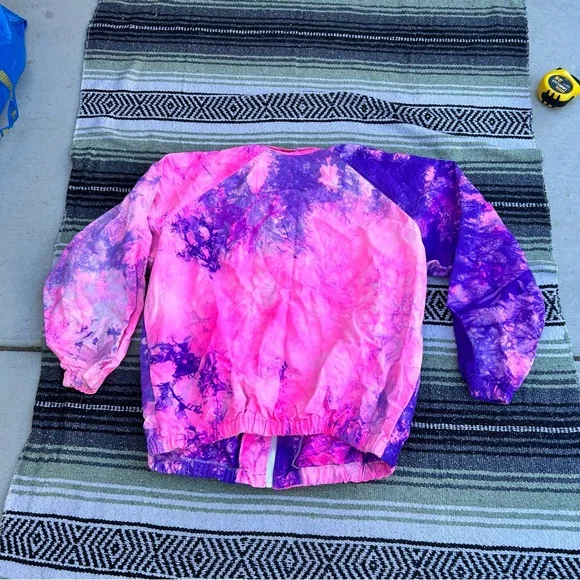 Vintage 80s/90s bright neon pink and purple tie dye zip windbreaker banana bay - Picture 7 of 7